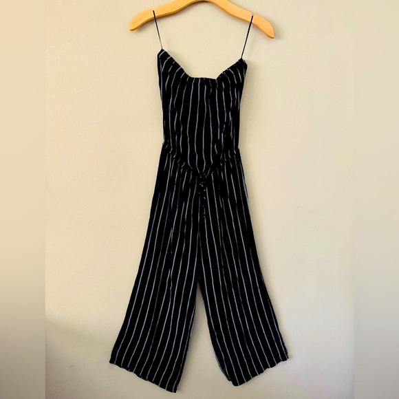 Subdued Black and White Striped Tube Top Jumpsuit Made in Italy Size S - Picture 1 of 5